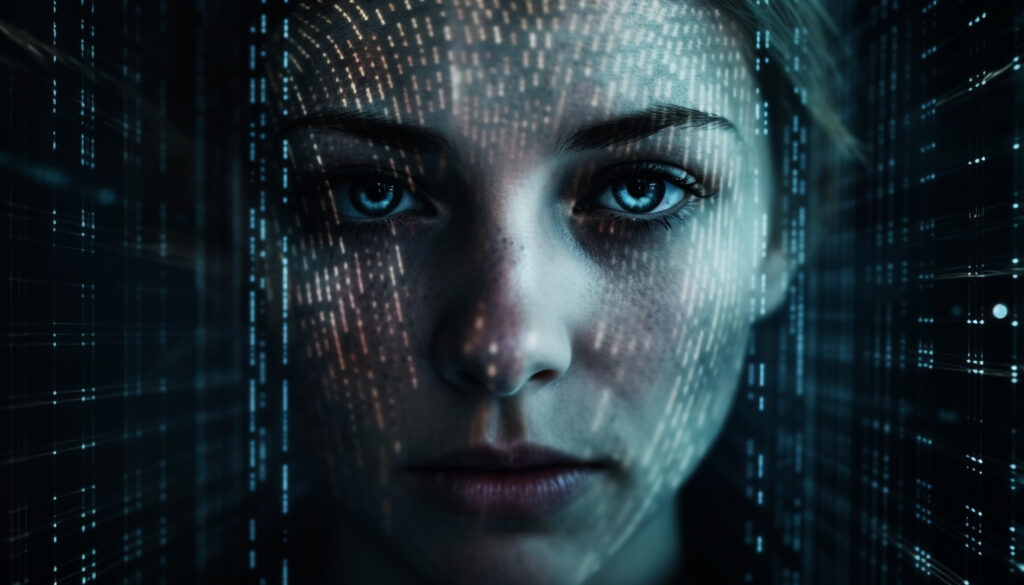 Chica en un entorno futurista generador por la AI